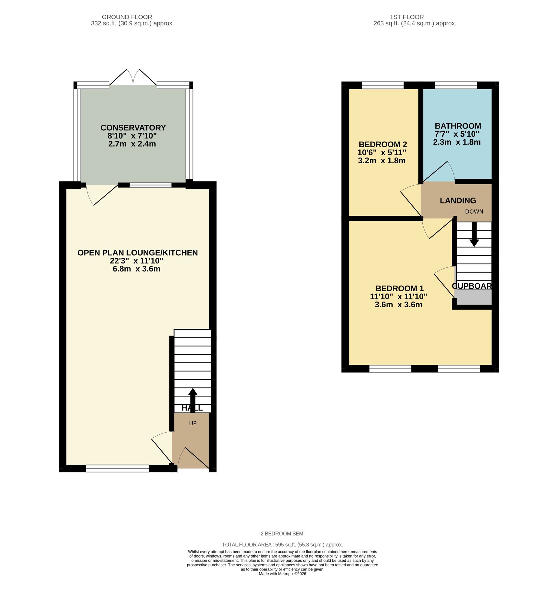 Floorplan of 2 bedroom Semi Detached House to rent, Kennerley Road, Birmingham, West Midlands, B25