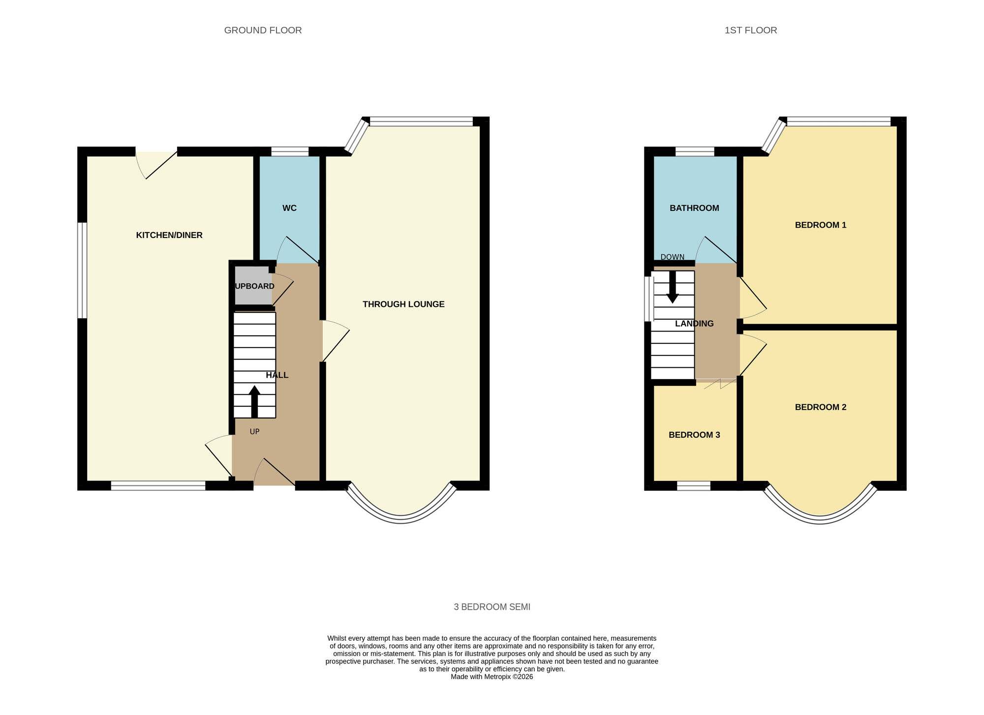 Floorplan of 3 bedroom Semi Detached House for sale, Benedon Road, Birmingham, West Midlands, B26