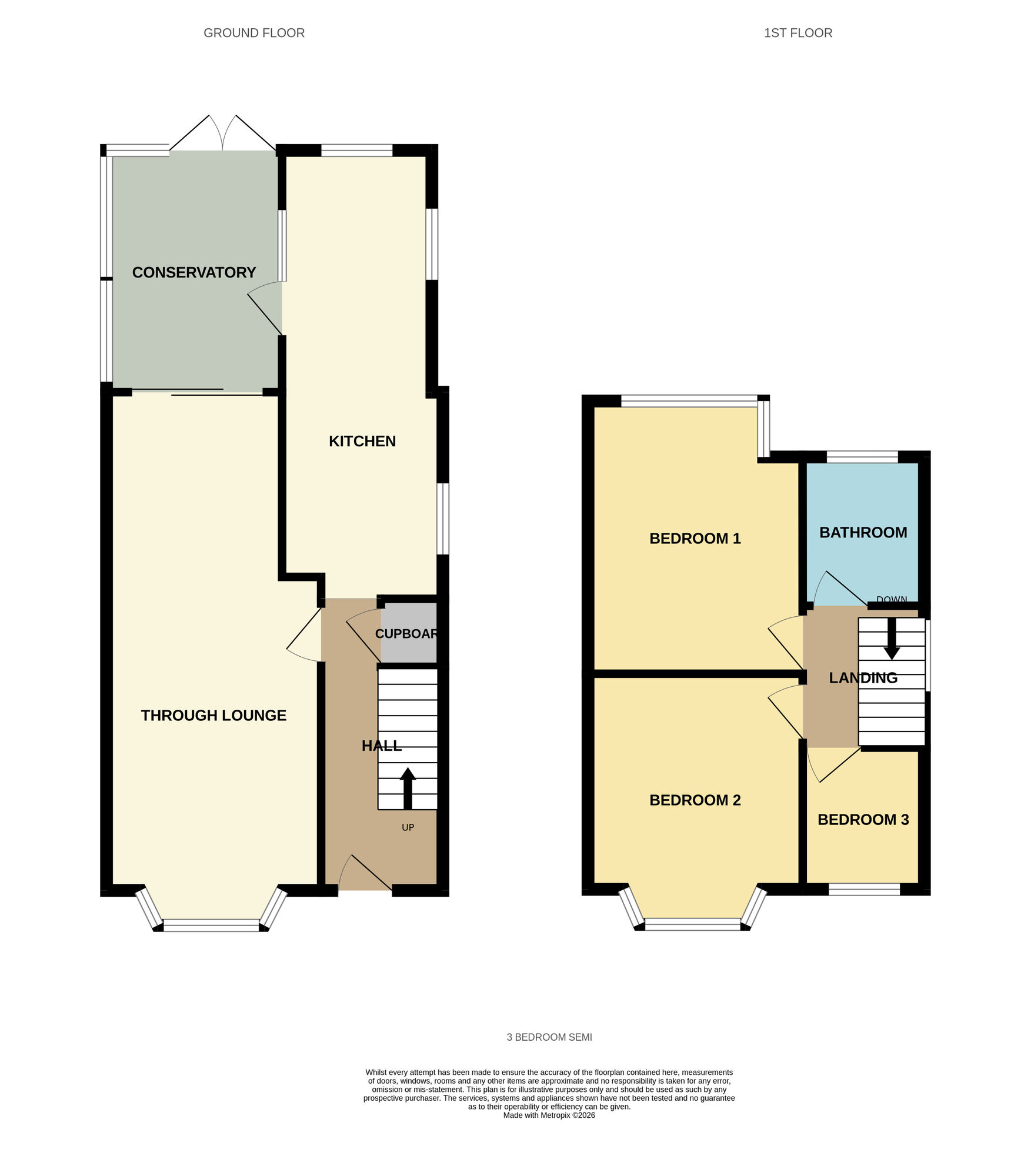 Floorplan of 3 bedroom Semi Detached House for sale, Millington Road, Birmingham, West Midlands, B36