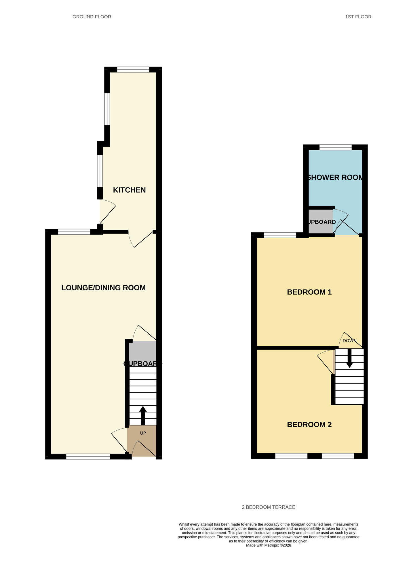 Floorplan of 2 bedroom Mid Terrace House for sale, Charles Edward Road, Yardley, Birmingham, B26
