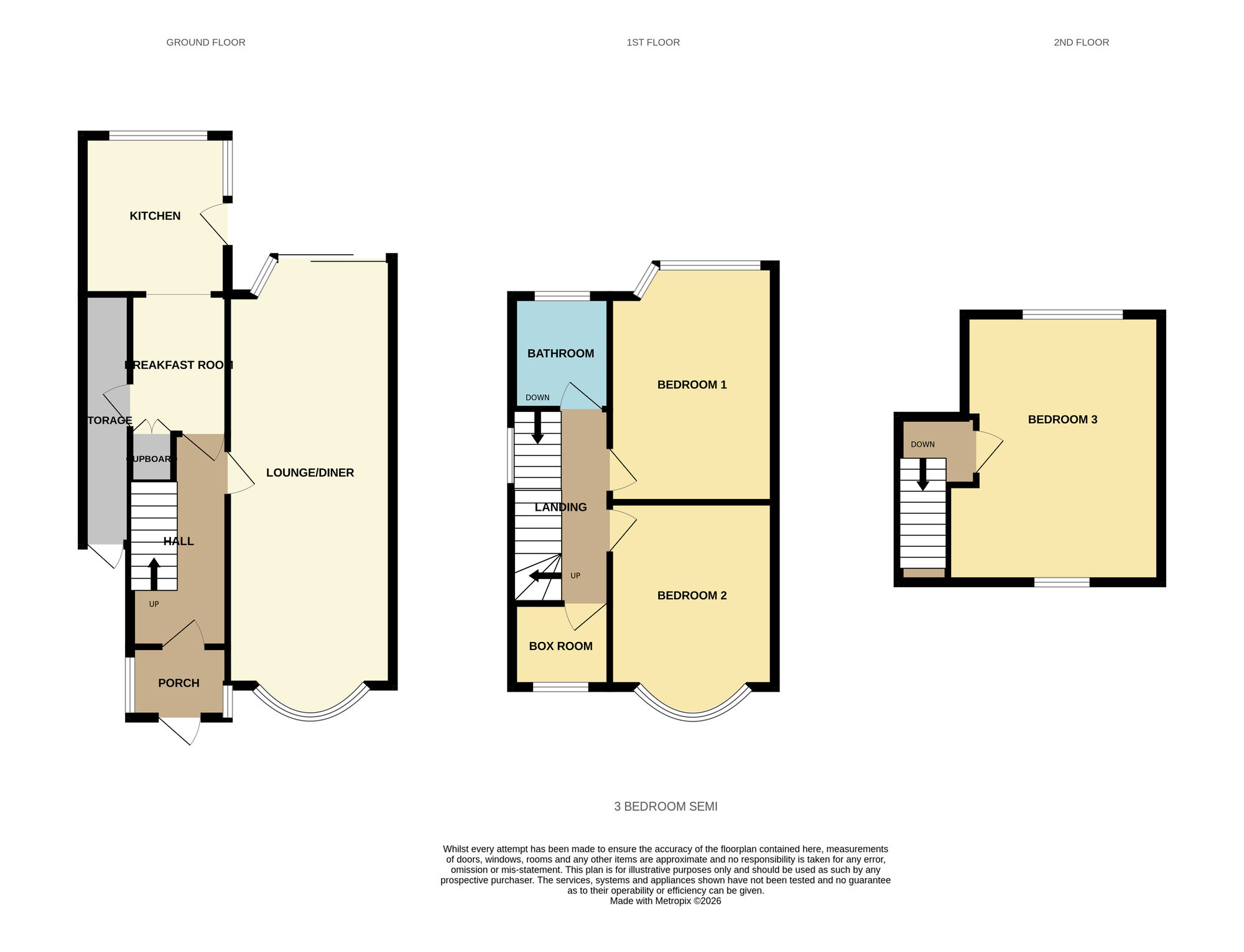 Floorplan of 3 bedroom Semi Detached House for sale, Charlbury Crescent, Birmingham, West Midlands, B26