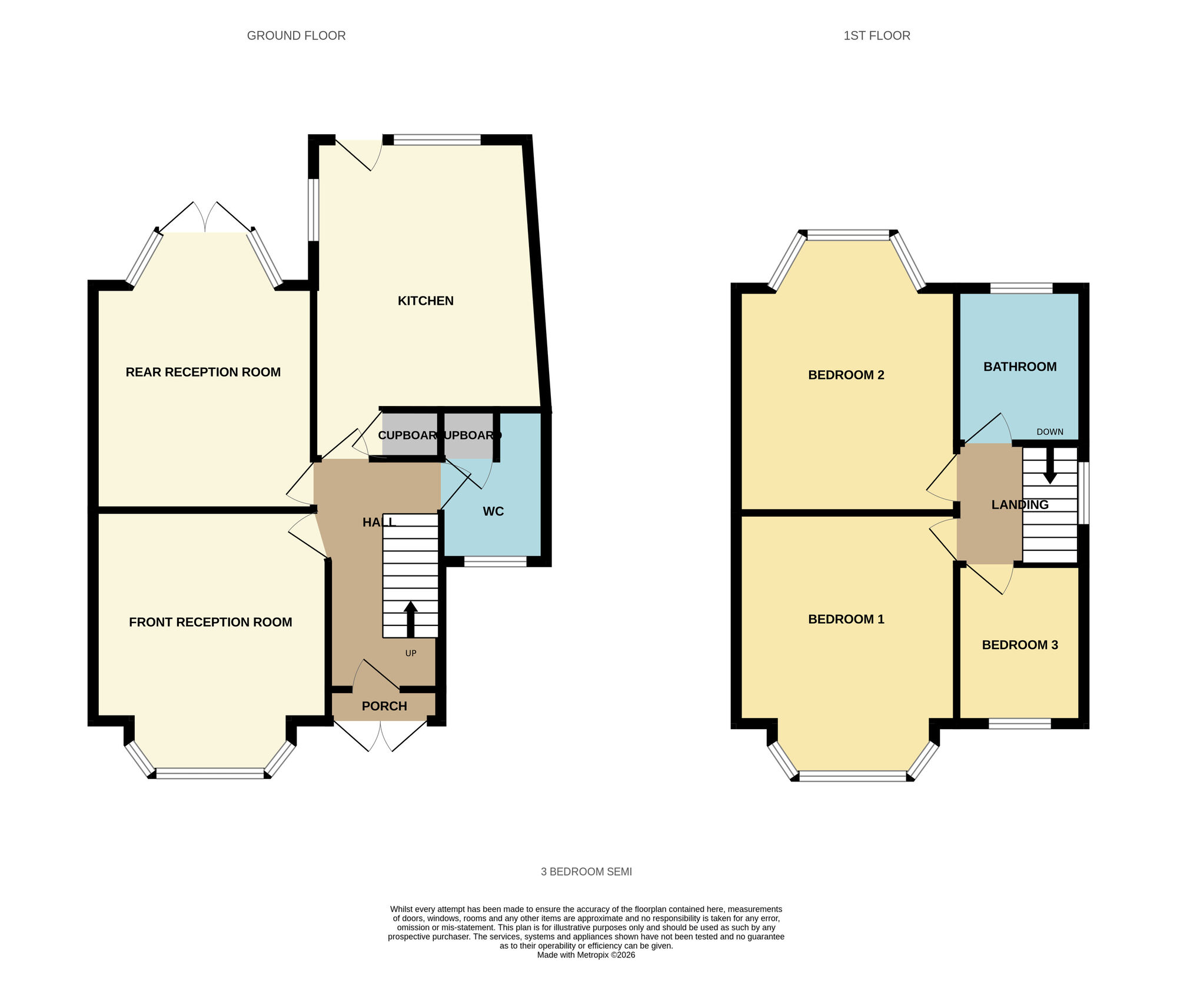 Floorplan of 3 bedroom Semi Detached House for sale, Vera Road, Birmingham, West Midlands, B26
