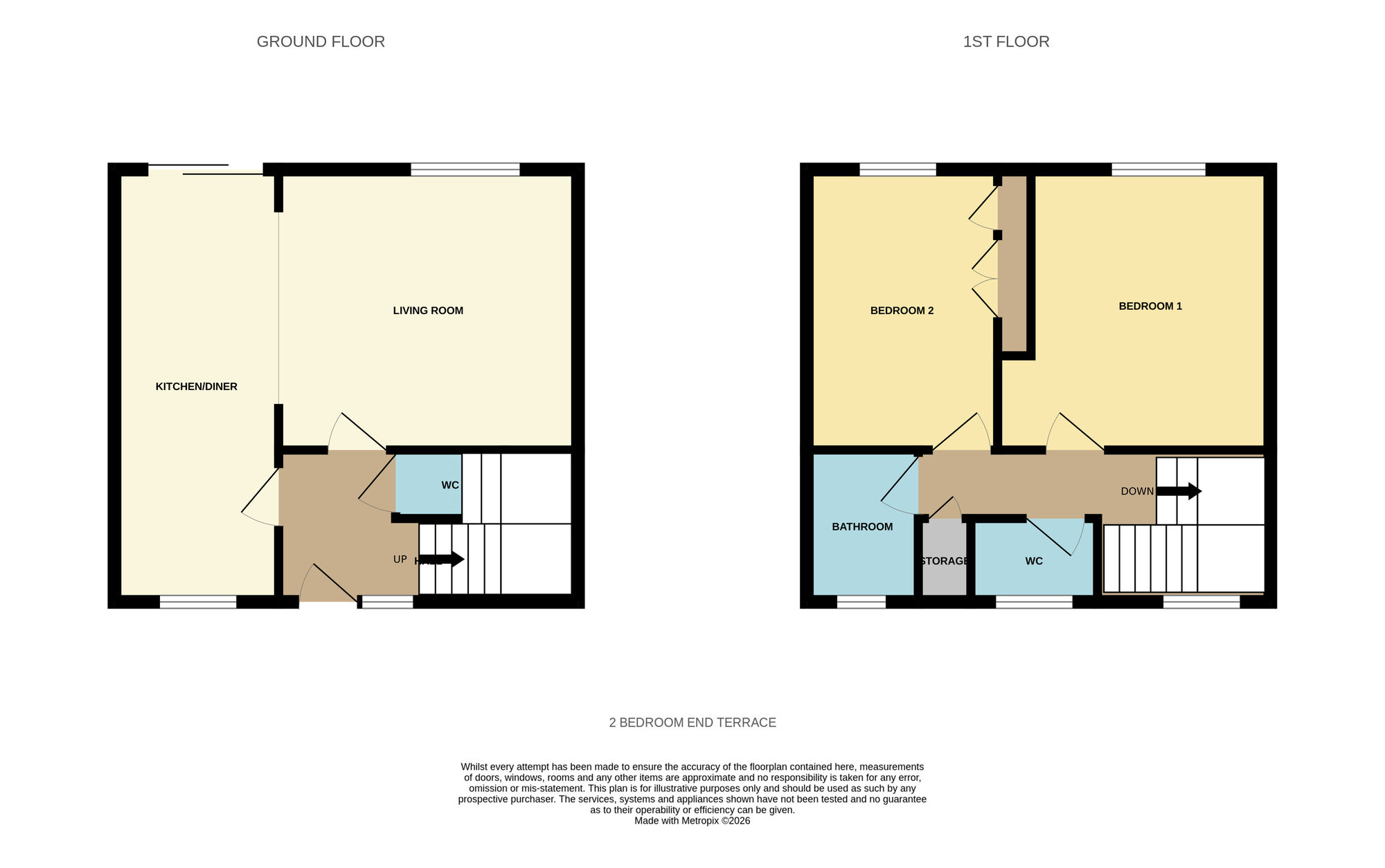 Floorplan of 2 bedroom End Terrace House for sale, Lenton Croft, Birmingham, West Midlands, B26