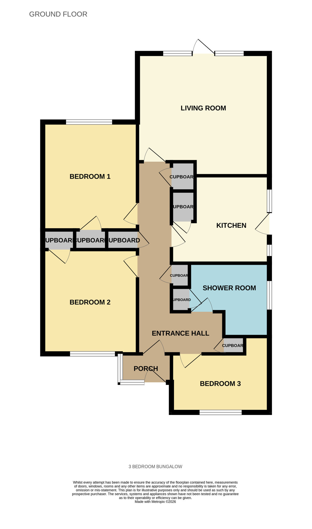 Floorplan of 3 bedroom Semi Detached Bungalow for sale, Boyne Road, Birmingham, West Midlands, B26