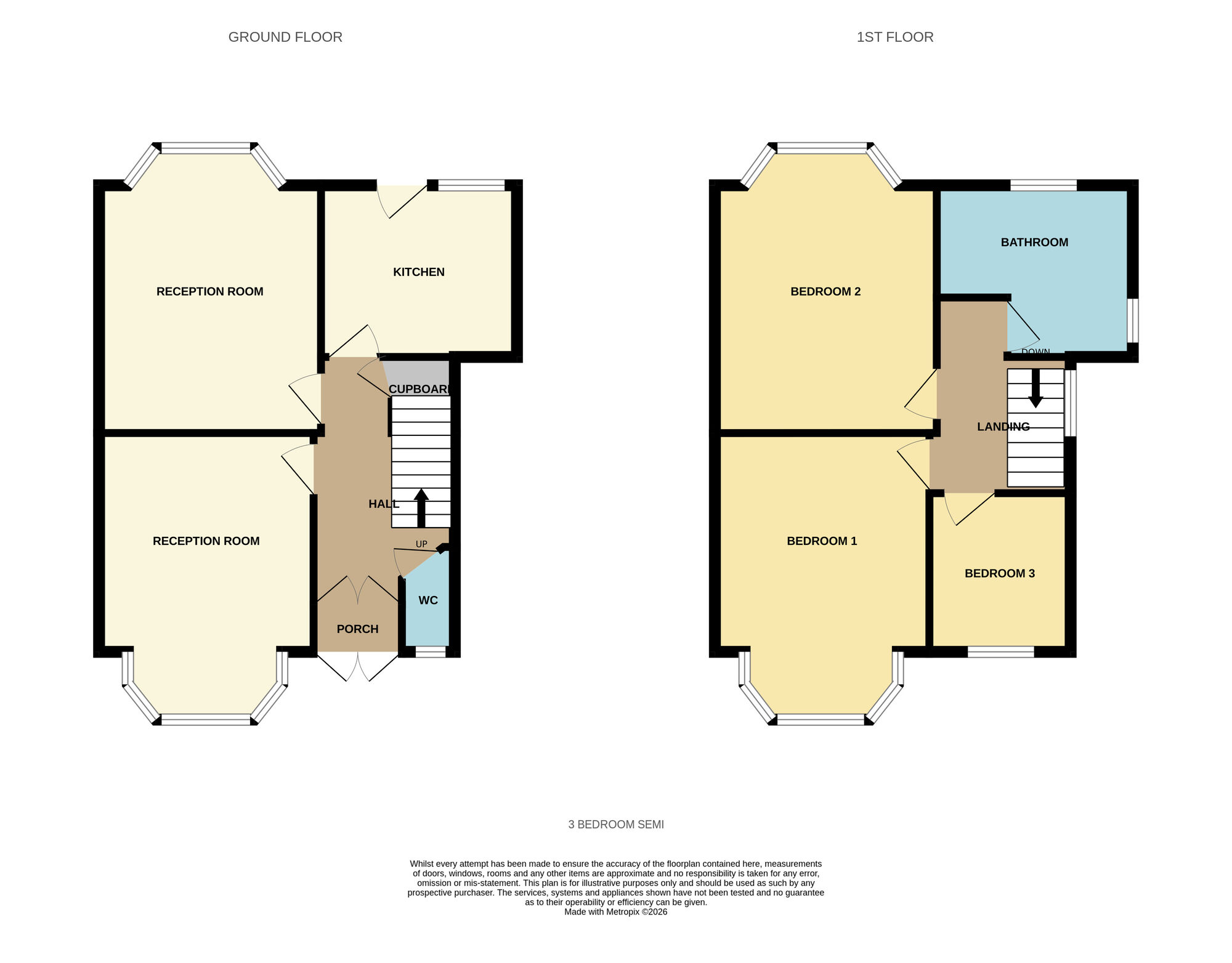 Floorplan of 3 bedroom Semi Detached House for sale, Vibart Road, Birmingham, West Midlands, B26