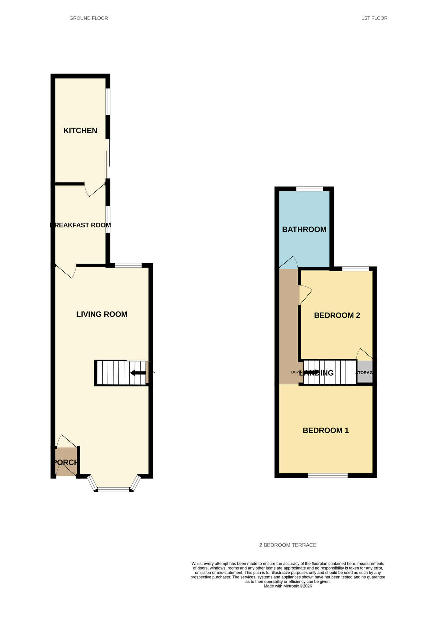 Floorplan of 2 bedroom Mid Terrace House for sale, Roma Road, Birmingham, West Midlands, B11