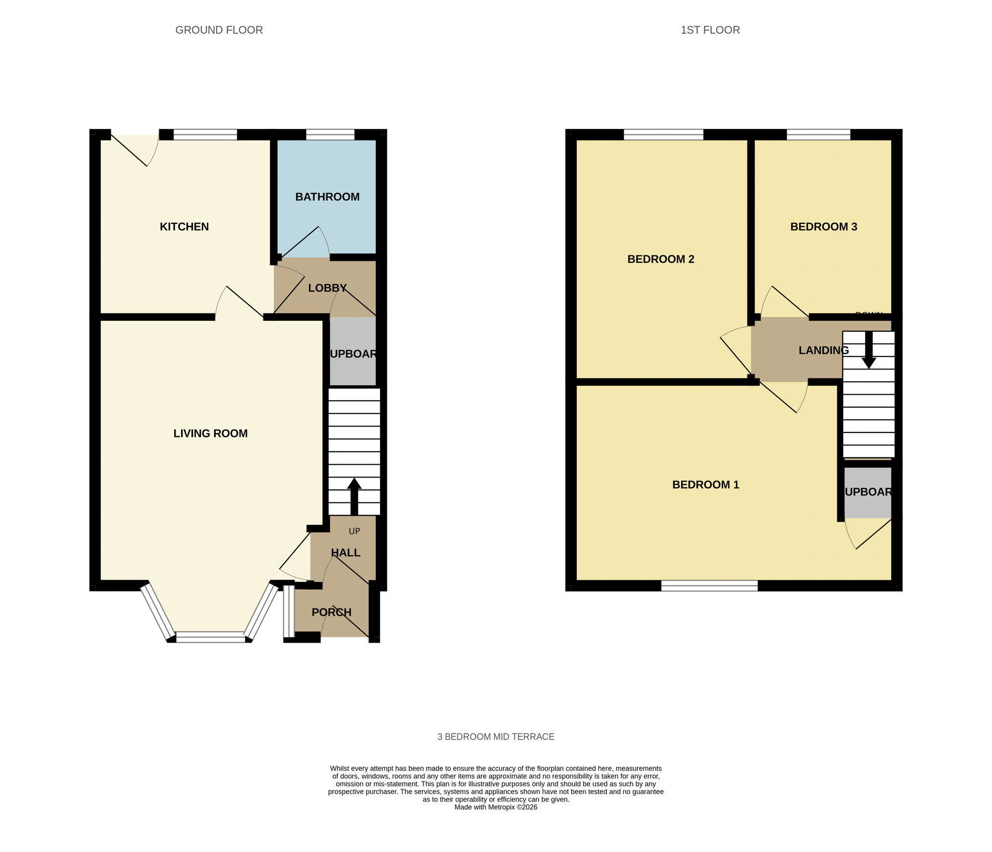Floorplan of 3 bedroom Mid Terrace House for sale, Wash Lane, Birmingham, West Midlands, B25