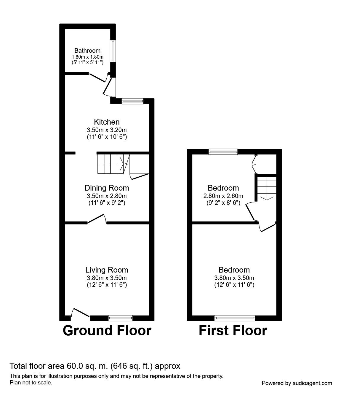 Floorplan of 2 bedroom Mid Terrace House to rent, Stamford Street East, York, YO26