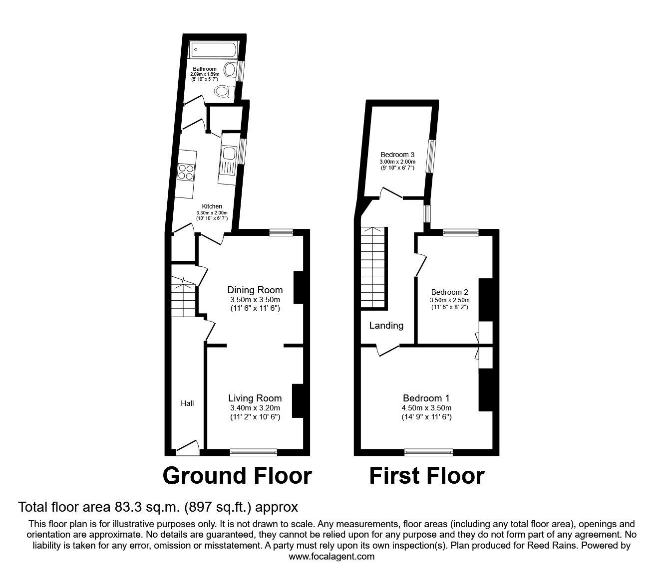 Floorplan of 3 bedroom Mid Terrace House to rent, Farndale Street, York, YO10