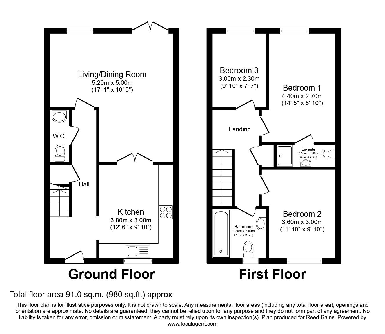 Floorplan of 3 bedroom Mid Terrace House to rent, Sandringham Court, York, YO31