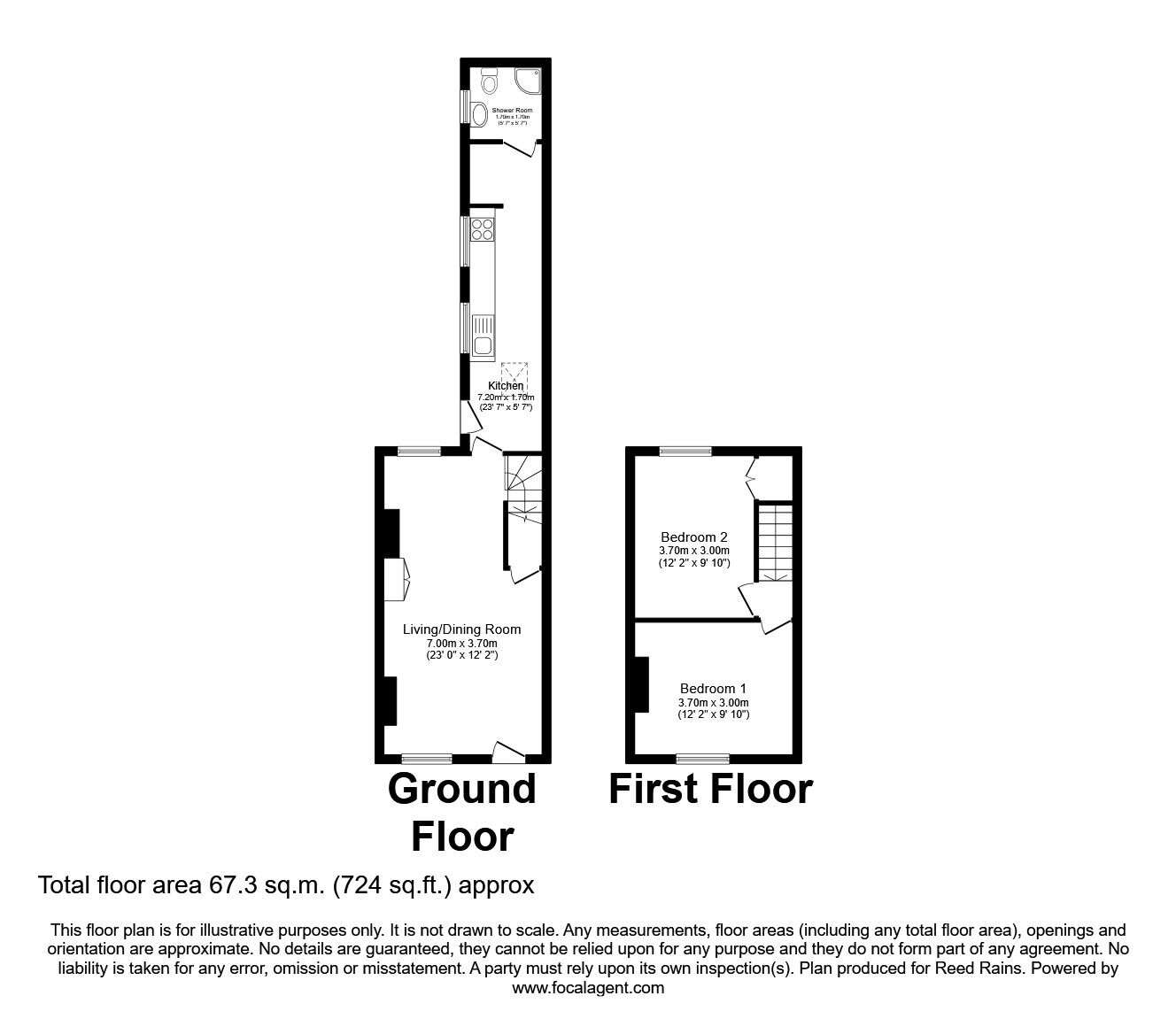 Floorplan of 2 bedroom Mid Terrace House to rent, Diamond Street, York, North Yorkshire, YO31