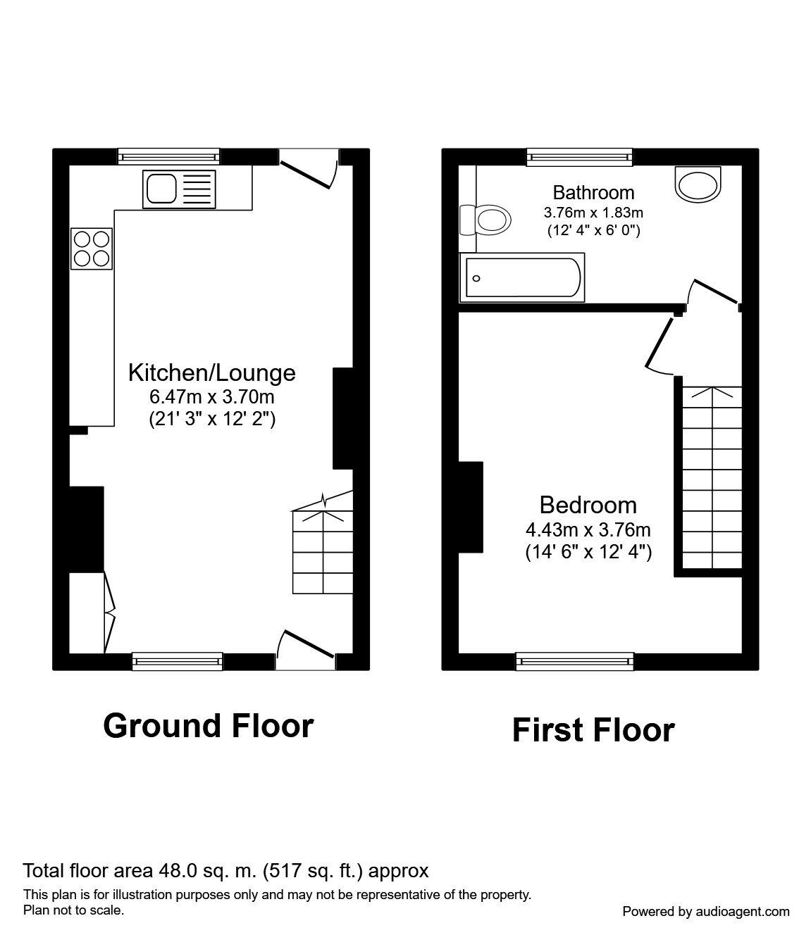 Floorplan of 1 bedroom Mid Terrace Property to rent, Monk Bar Court, York, North Yorkshire, YO1