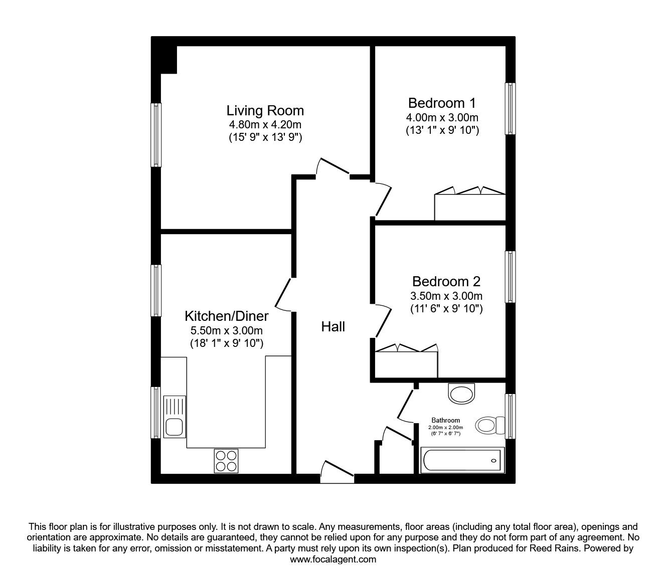 Floorplan of 2 bedroom  Bungalow to rent, Danes Croft, York, North Yorkshire, YO10