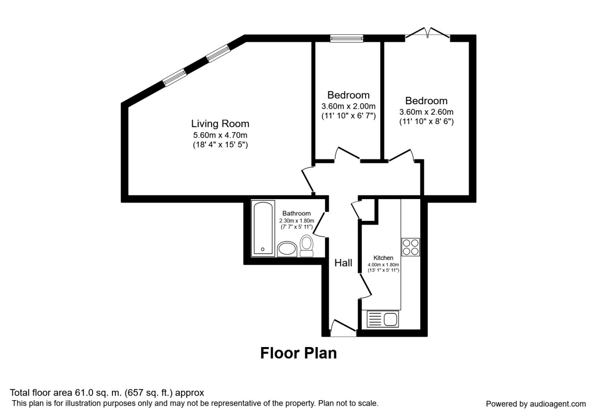 Floorplan of 2 bedroom  Flat to rent, Monkgate, York, North Yorkshire, YO31
