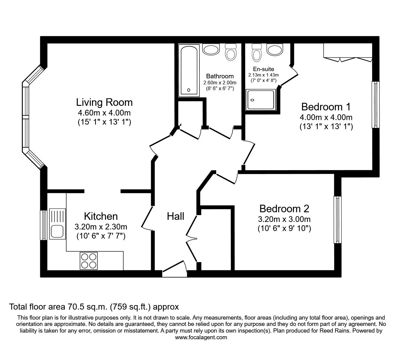 Floorplan of 2 bedroom Flat to rent, Waterside Gardens, York, North Yorkshire, YO31