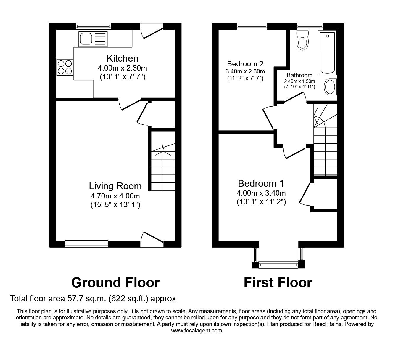 Floorplan of 2 bedroom Mid Terrace House to rent, Catherine Court, York, North Yorkshire, YO10