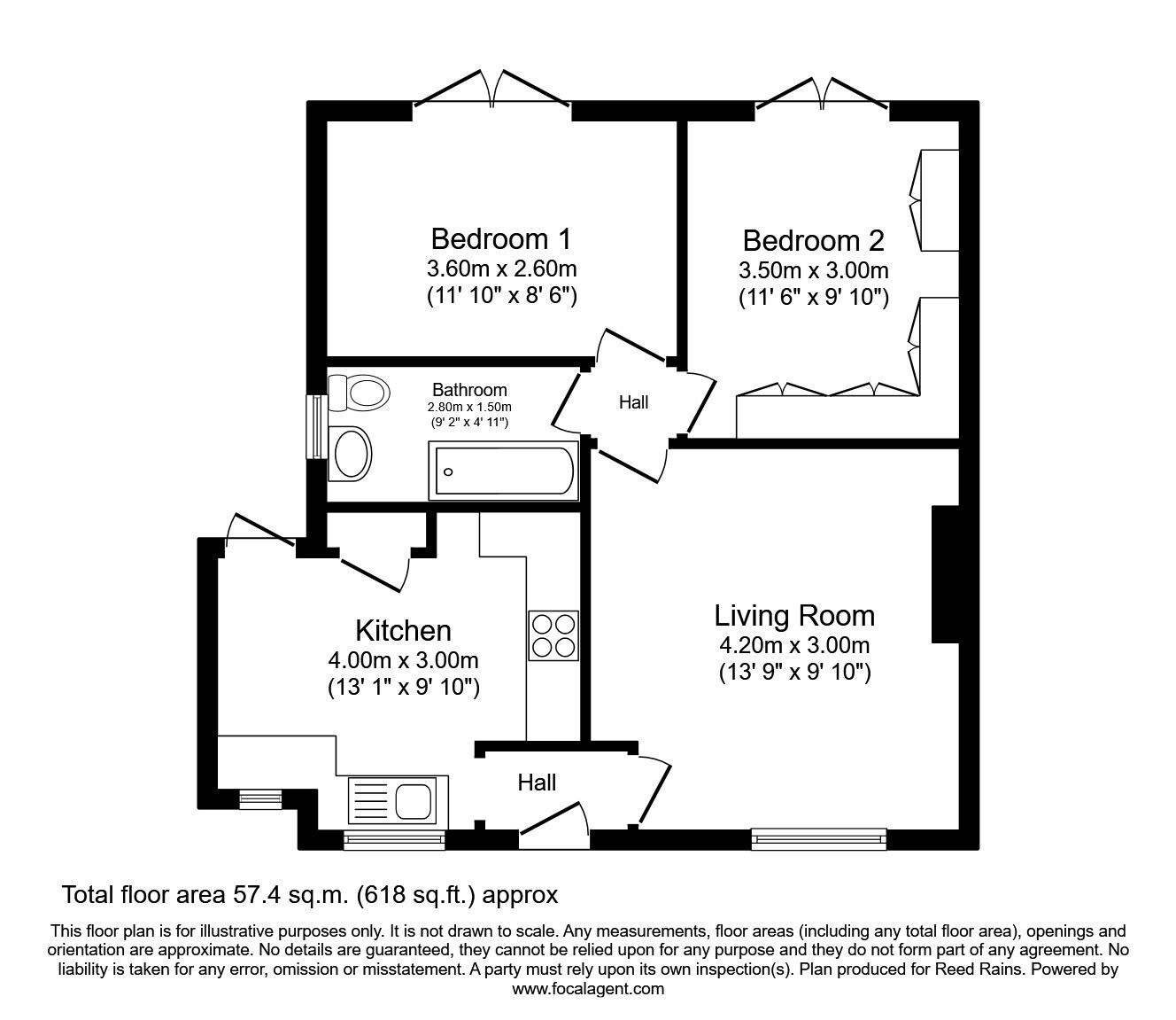 Floorplan of 2 bedroom Semi Detached Bungalow for sale, Pentland Drive, Huntington, North Yorkshire, YO32