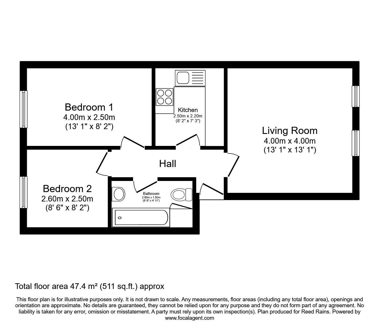 Floorplan of 2 bedroom  Flat for sale, Nicholas Gardens, York, North Yorkshire, YO10