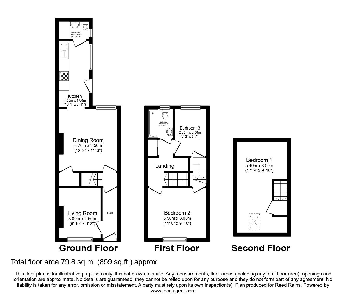 Floorplan of 3 bedroom Mid Terrace House for sale, Curzon Terrace, York, North Yorkshire, YO23
