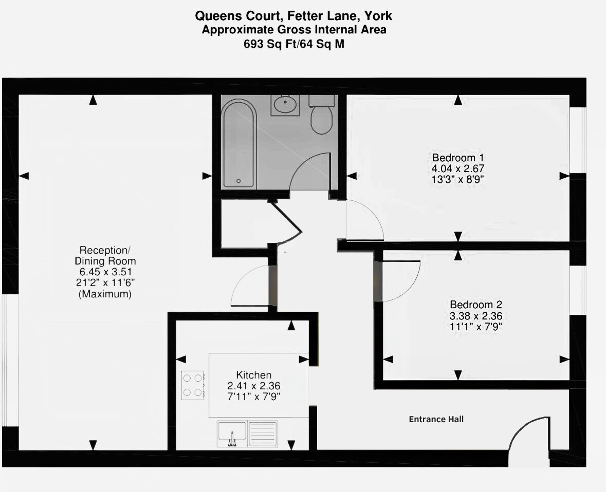 Floorplan of 2 bedroom  Flat for sale, Fetter Lane, York, North Yorkshire, YO1