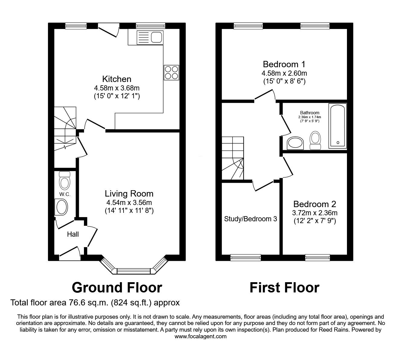 Floorplan of 3 bedroom End Terrace House for sale, North Moor Road, Huntington, North Yorkshire, YO32