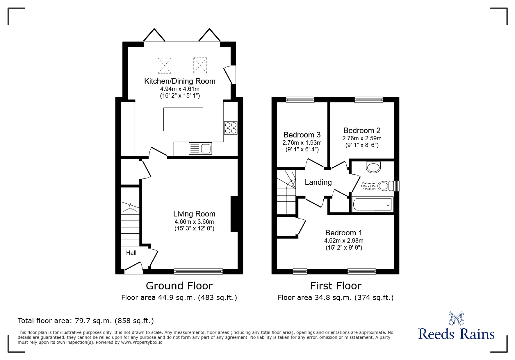 Floorplan of 3 bedroom Semi Detached House for sale, Naburn, York, North Yorkshire, YO19