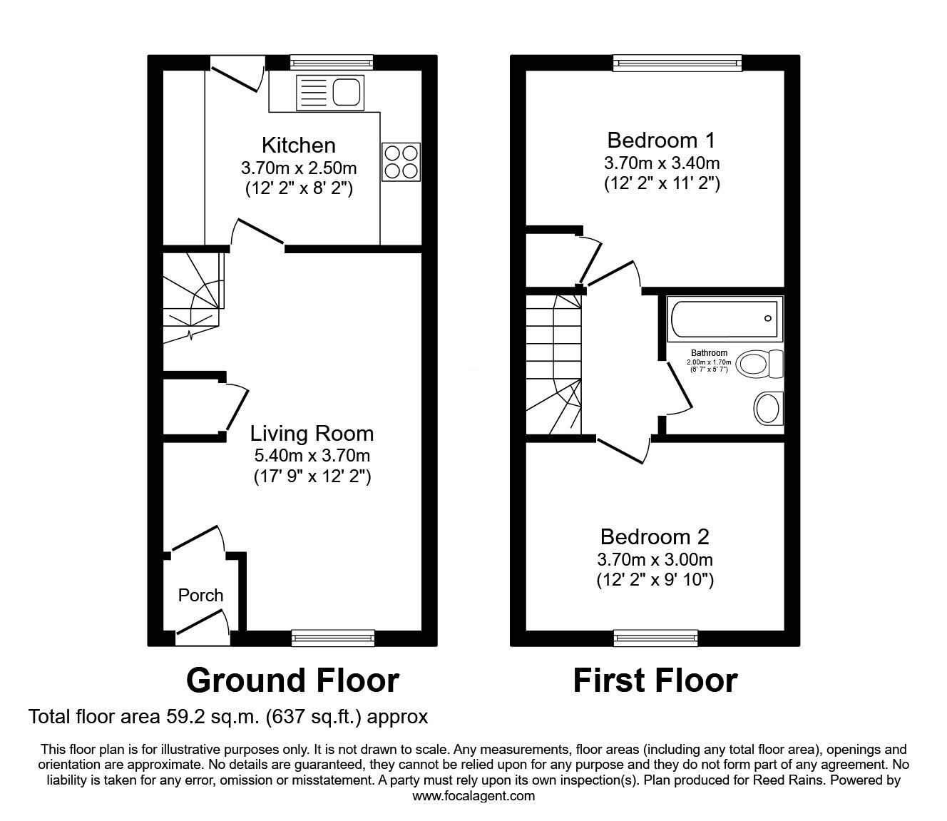 Floorplan of 2 bedroom Mid Terrace House for sale, Cayley Close, York, North Yorkshire, YO30