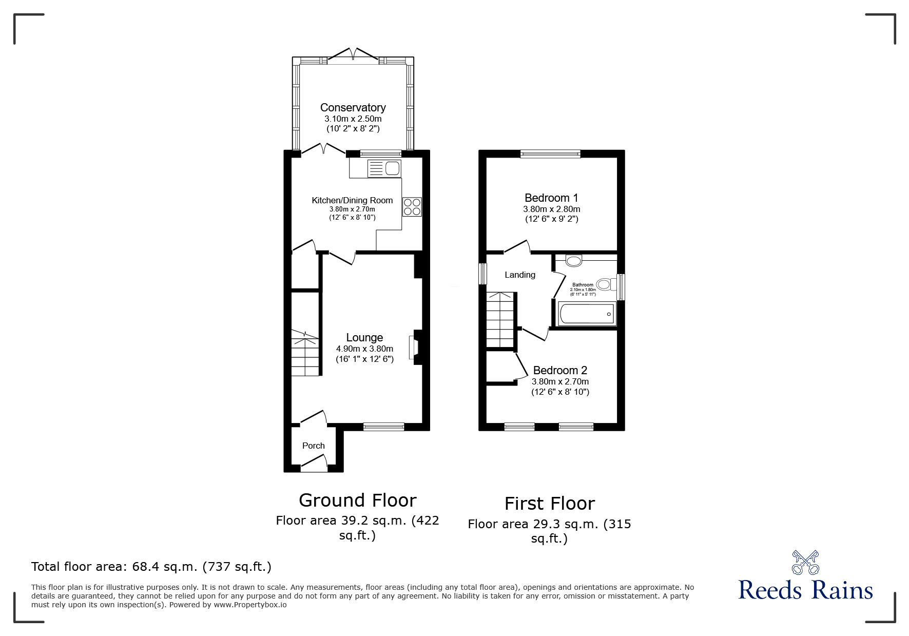 Floorplan of 2 bedroom Semi Detached House for sale, The Meadows, Riccall, North Yorkshire, YO19