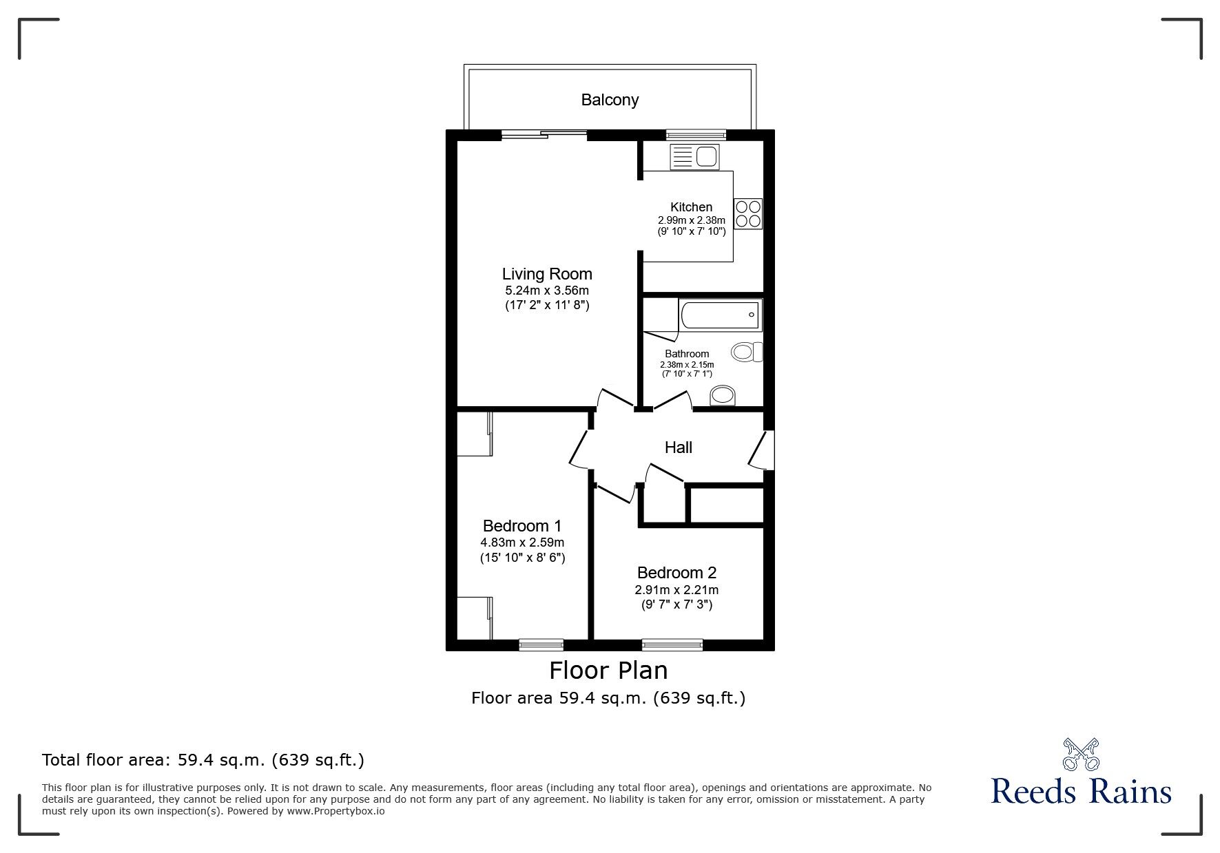 Floorplan of 2 bedroom Flat to rent, Postern Close, York, North Yorkshire, YO23