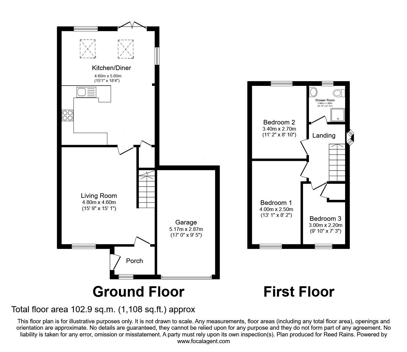 Floorplan of 3 bedroom Link Detached House for sale, Angram Close, York, North Yorkshire, YO30