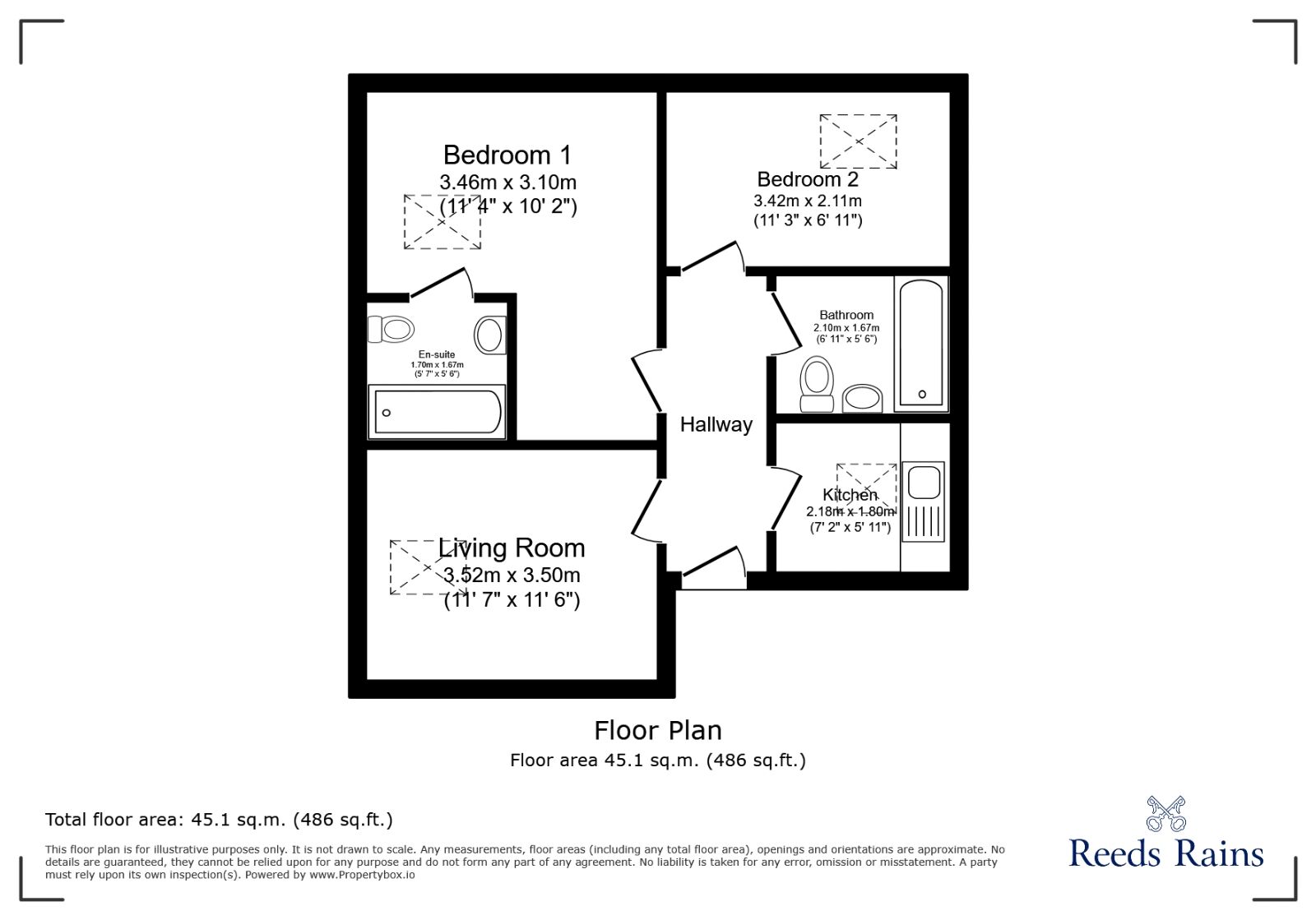Floorplan of 2 bedroom Flat to rent, Clifton, York, North Yorkshire, YO30