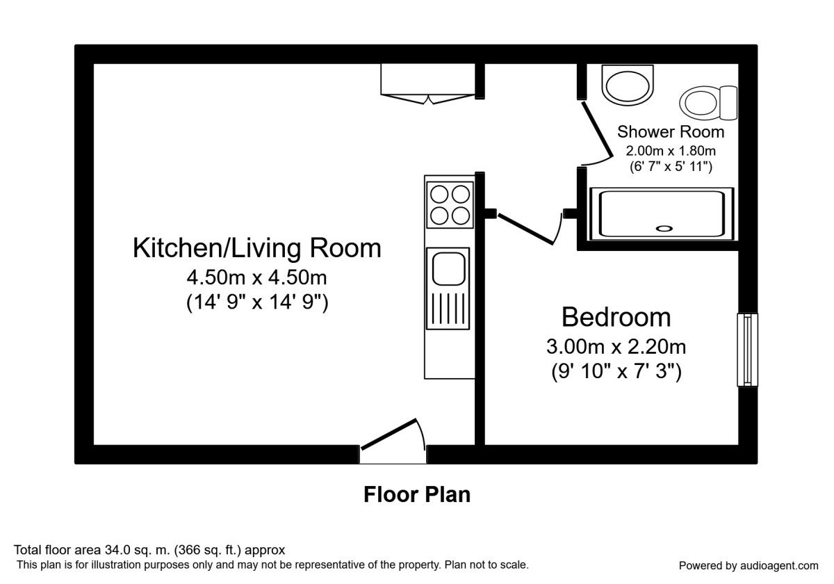 Floorplan of 1 bedroom Flat to rent, Link Avenue, York, North Yorkshire, YO30