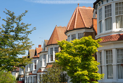 Row of houses with greenery