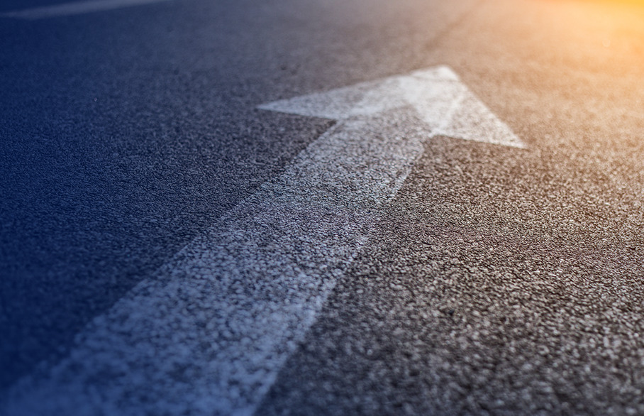 Arrow marking on road