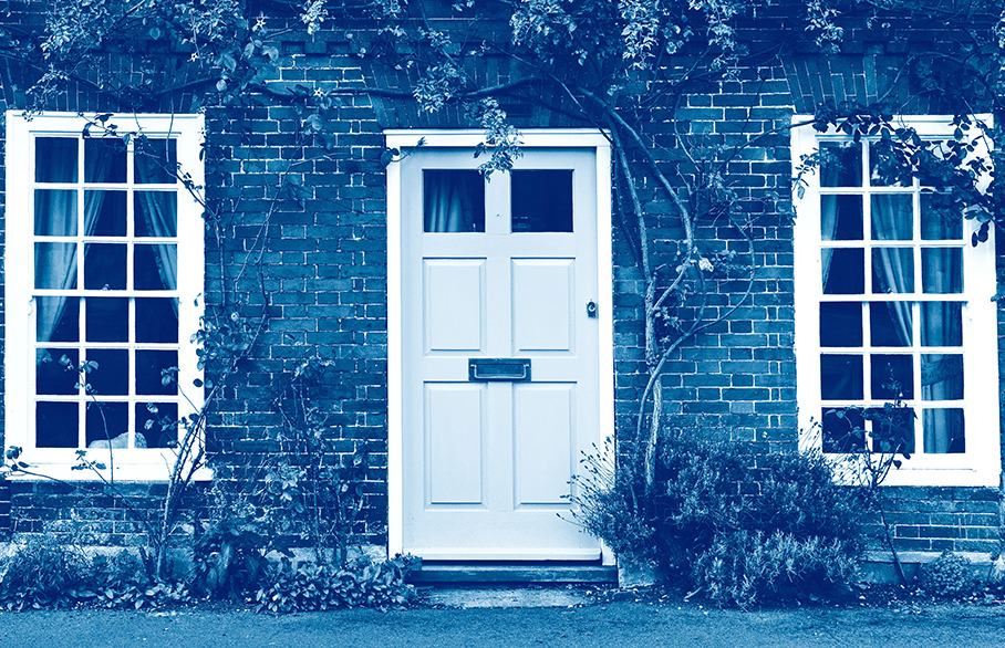 Front door, blue wash