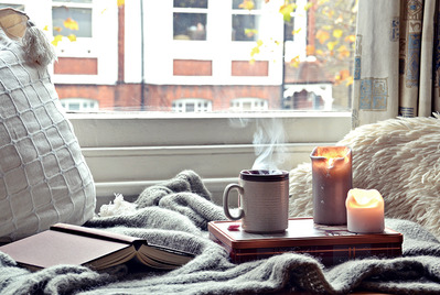 Mug of tea on windowsill