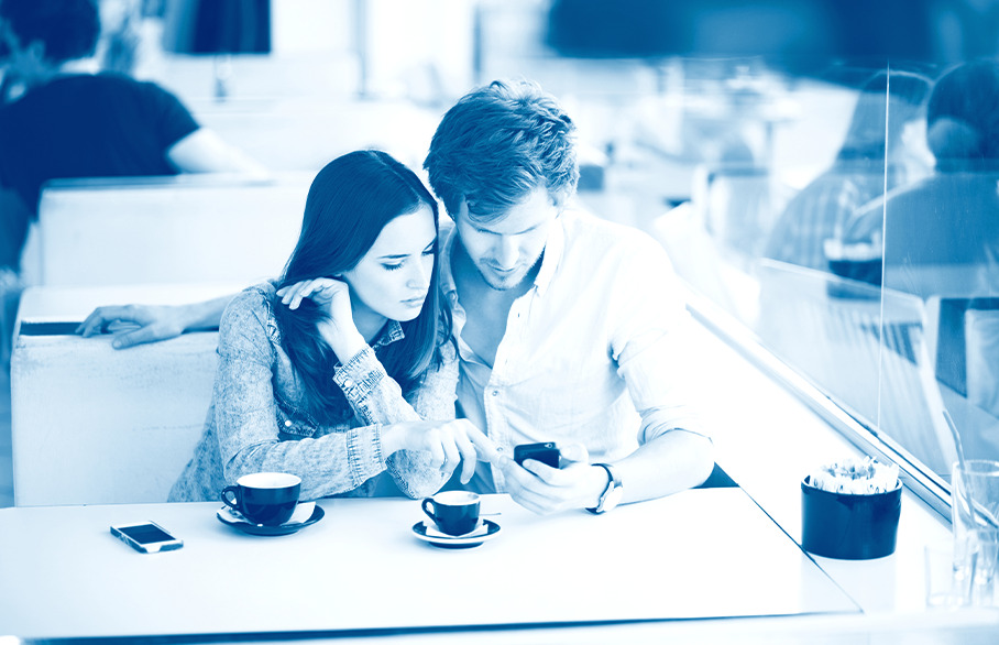 Couple in a cafe