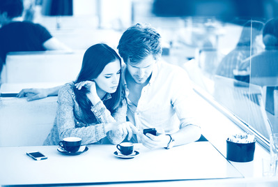 Couple in a cafe