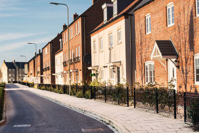 Row of terraced houses in the sunshine