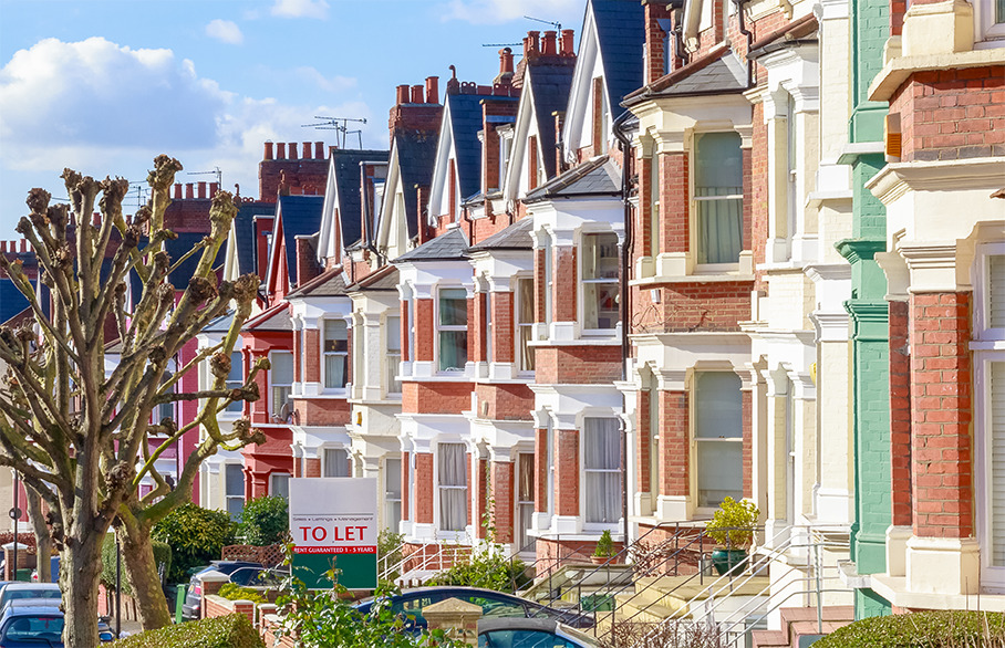 Row of houses being sold