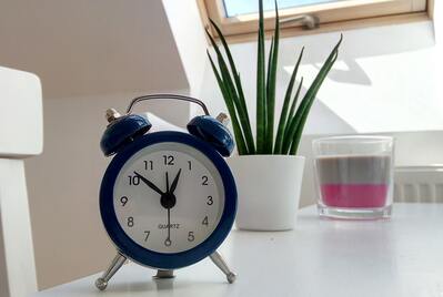 Alarm clock on a table