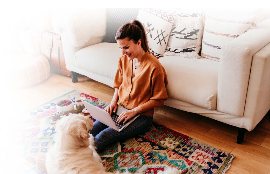 women and dog
