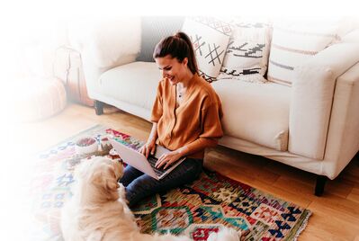 women and dog