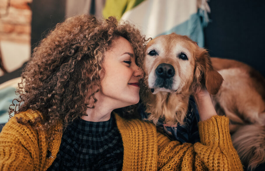 women and dog