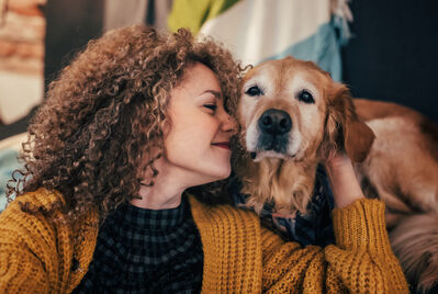 women and dog