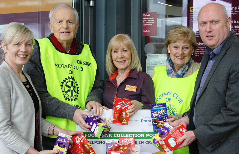 The Reeds Rains Clevedon team donating Easter eggs to a foodbank