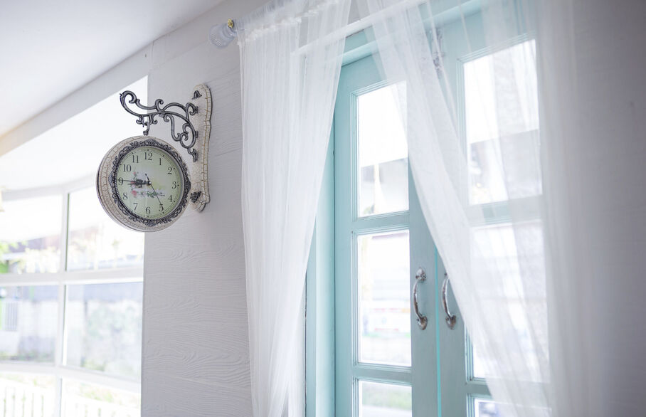 Clock on the wall in a house