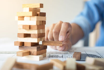 Man playing a building blocks game