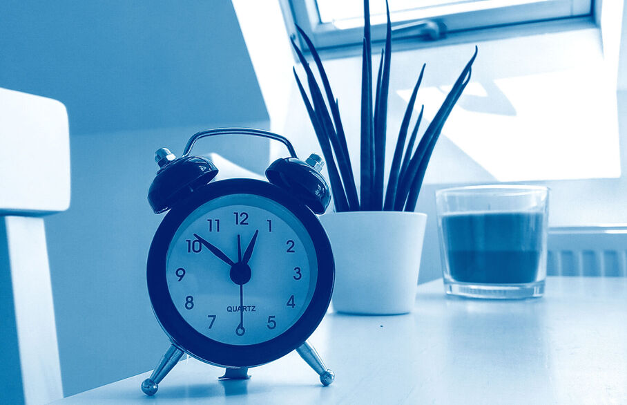 An alarm clock on a table