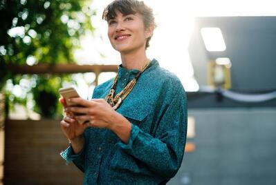 Woman holding phone